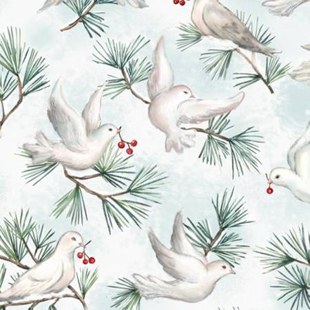 Multi White Doves Digital - Shannon Fabrics Cuddle Minky