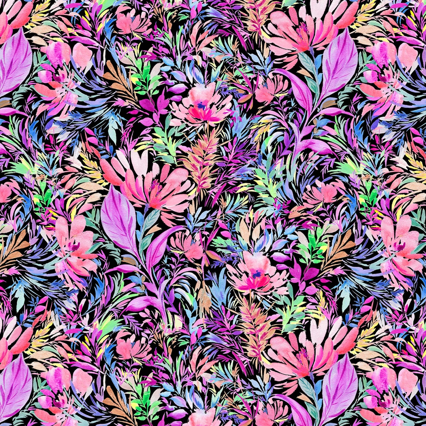 Black Sketchbook Floral - Sketchbook Garden - Michael Miller Cotton