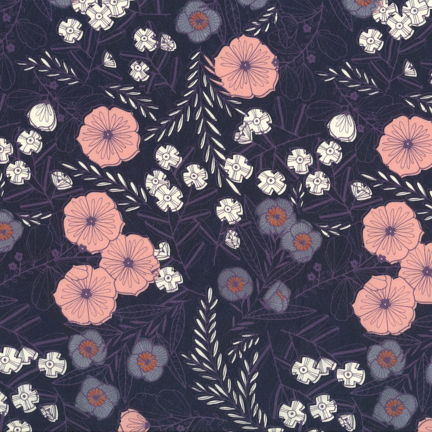Plum Backyard Bloom - Imperfectly Perfect - Michael Miller Cotton