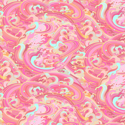Pink Rolling Wave - Divine Oceana - Michael Miller Cotton