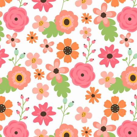 Spring Flowers White - David Textiles Flannel