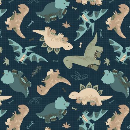 Going Dino Toss Blue - David Textiles Flannel