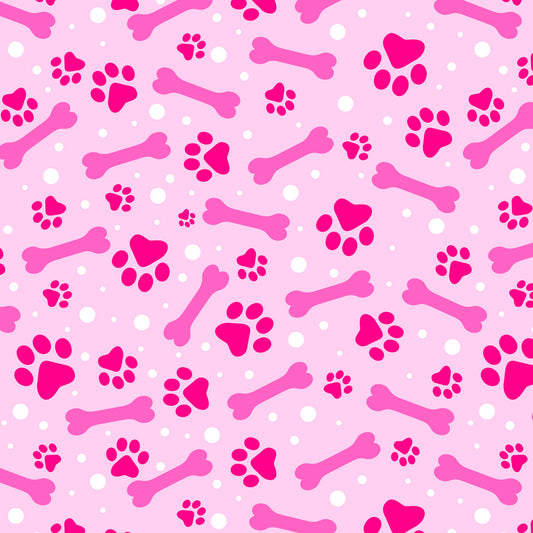 Pink Paws and Bones - David Textiles (DX-4363-4C-10)