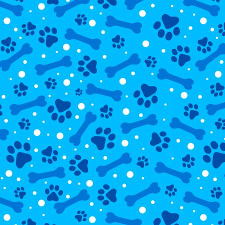 Blue Paws and Bones - David Textiles