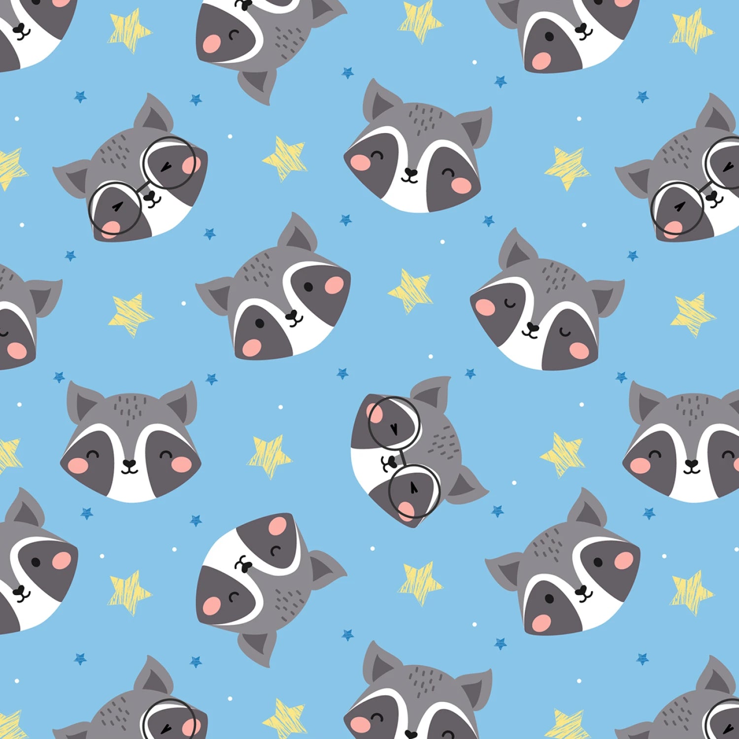 Raccoon on Blue - David Textiles Flannel