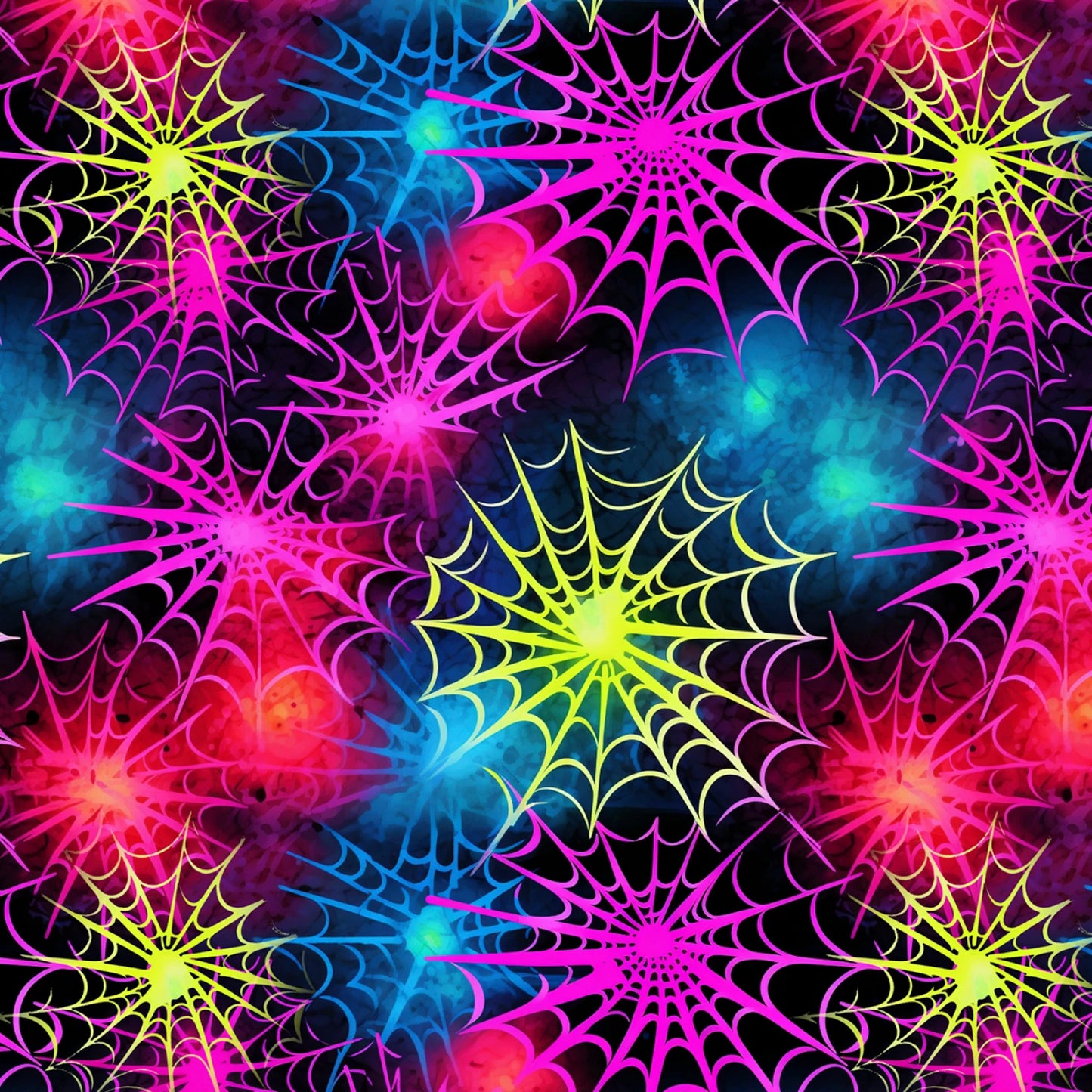 Neon Spider Webs - Four Seasons - David Textiles Cotton