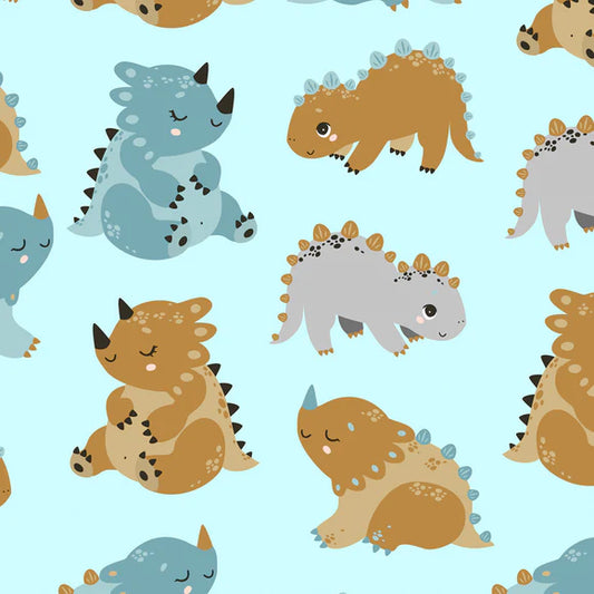 Blue Dino Land - KK Fabrics Cotton