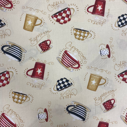 CLEARANCE Tossed Coffee Cups - Wilmington Prints Cotton