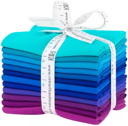Fat Quarters - 12 piece Peacock Kona Solids - Robert Kaufman Cotton (Copy)