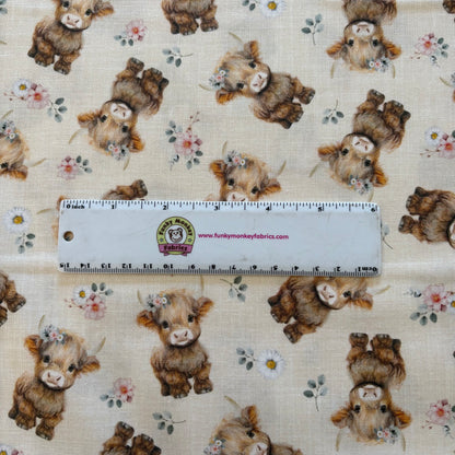 Multi Highland Cows & Floral - Timeless Treasures Cotton
