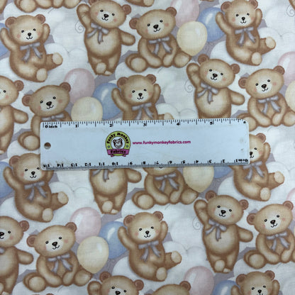Gray/Multi Teddy Bears and Clouds - Studio E Cotton