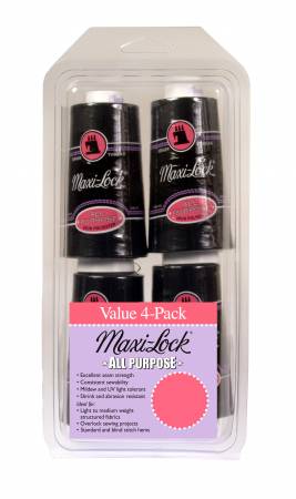 Black Maxi-Lock All Purpose Thread Set - 4pk