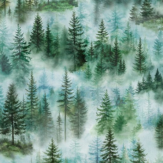 Hoffman Pine Trees Forest - Shannon Fabrics Cuddle Minky