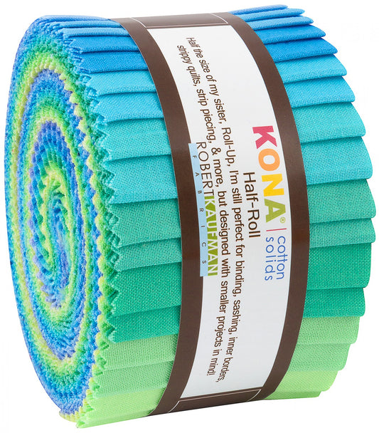 2-1/2in Strips Kona Cotton Mermaid Shores Palette, 24pcs/bundle - Robert Kaufman Cotton