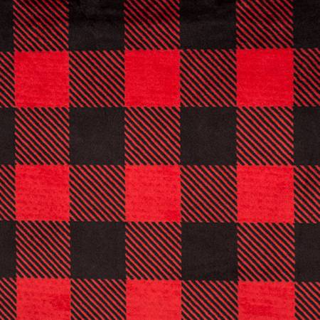 Luxe Cuddle Scarlet/Black Buffalo Check - Shannon Fabrics Minky