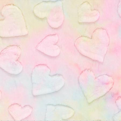 Pastel Sorbet Luxe Embossed Hearts - Shannon Fabrics Cuddle Minky (lcsheartspastel)