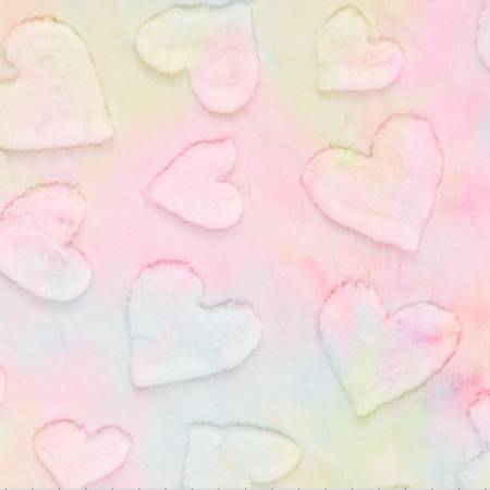 Pastel Sorbet Luxe Embossed Hearts - Shannon Fabrics Cuddle Minky (lcsheartspastel)