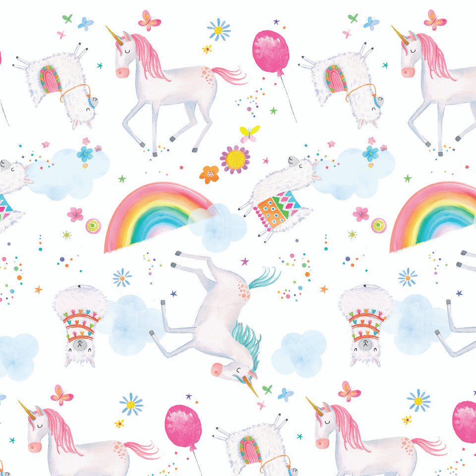 Unicorns & Llamas on White - AE Nathan Flannel