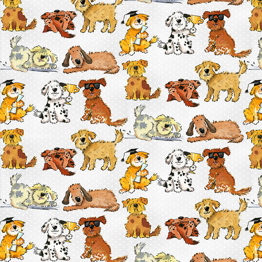 Good Puppy on Grey Dots - AE Nathan Flannel