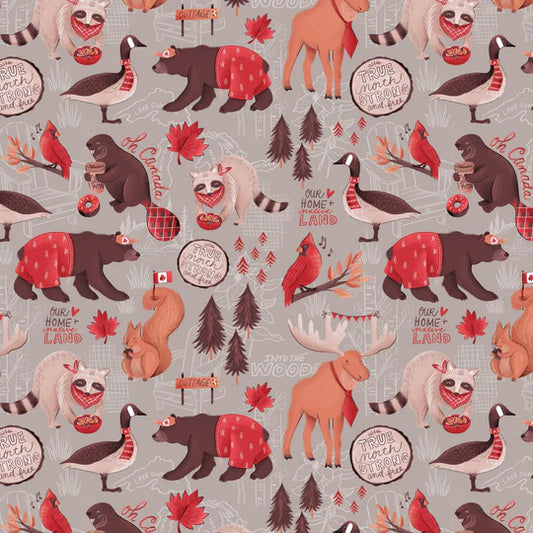 True North Grey - Oh Canada - Camelot Cotton