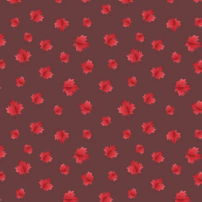 Maples Leaves on Dark Taupe - Oh Canada - Camelot Cotton
