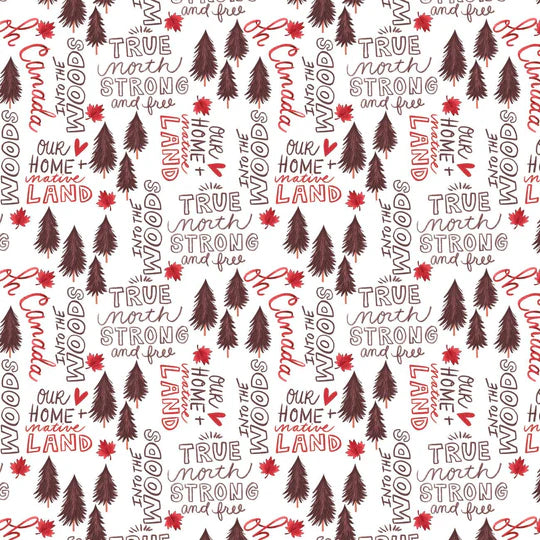 Strong and Free White - Oh Canada - Camelot Cotton