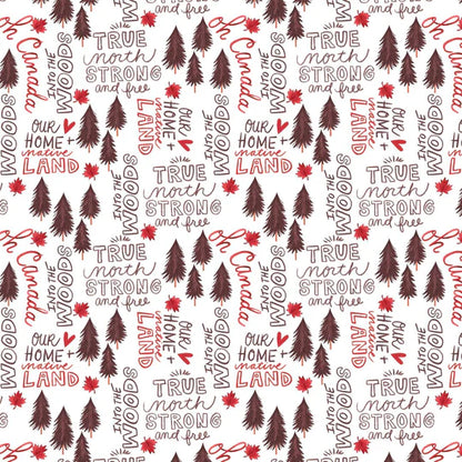 Strong and Free White - Oh Canada - Camelot Cotton