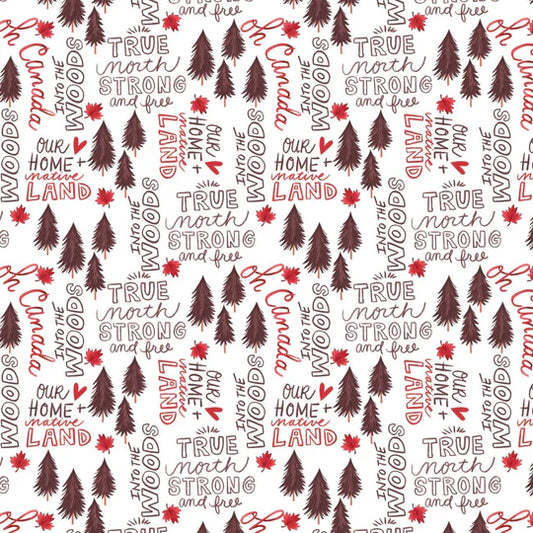 Strong and Free White - Oh Canada - Camelot Cotton