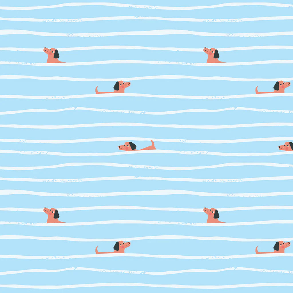 Swimming Dogs - Puppy Pool Party - Dashwood Studio Cotton