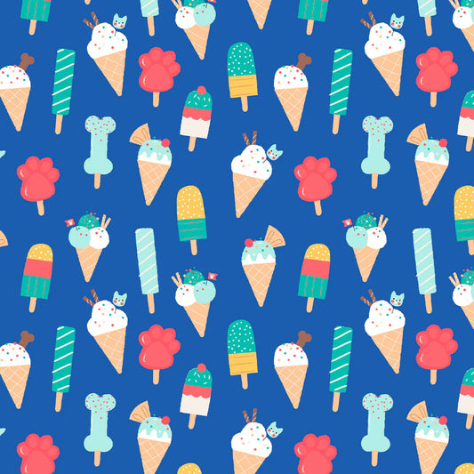 Ice Cream Blue - Puppy Pool Party - Dashwood Studio Cotton