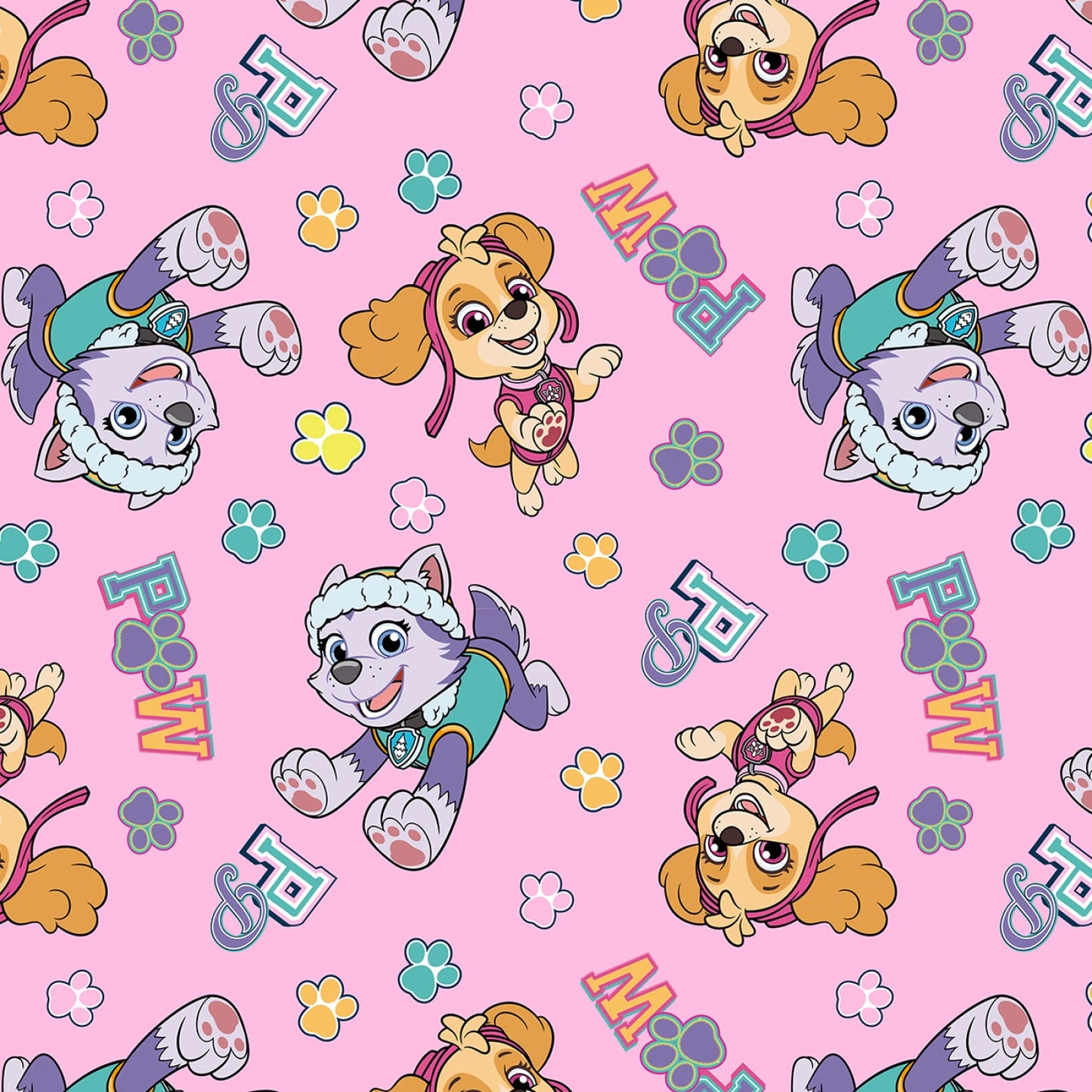 Pink Paw Patrol Skye & Everest - David Textiles Cotton