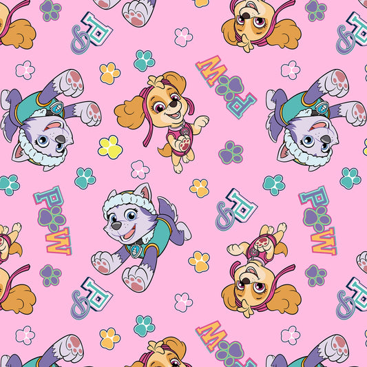 Pink Paw Patrol Skye & Everest - David Textiles Cotton