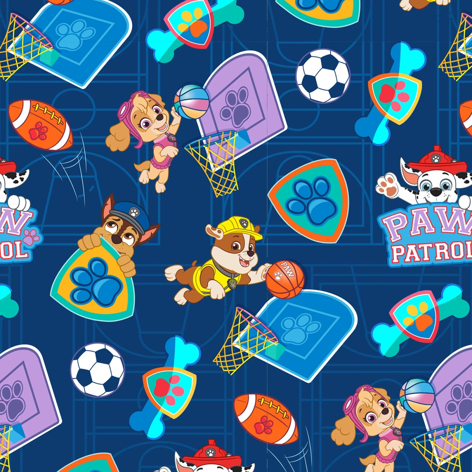 Sporty Pups Blue Paw Patrol - David Textiles Cotton