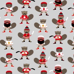 Grey Hockey Beavers - Proudly Canadian - Red Pine Cotton