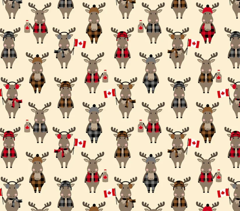 Natural Canadian Moose - Proudly Canadian - Red Pine Cotton
