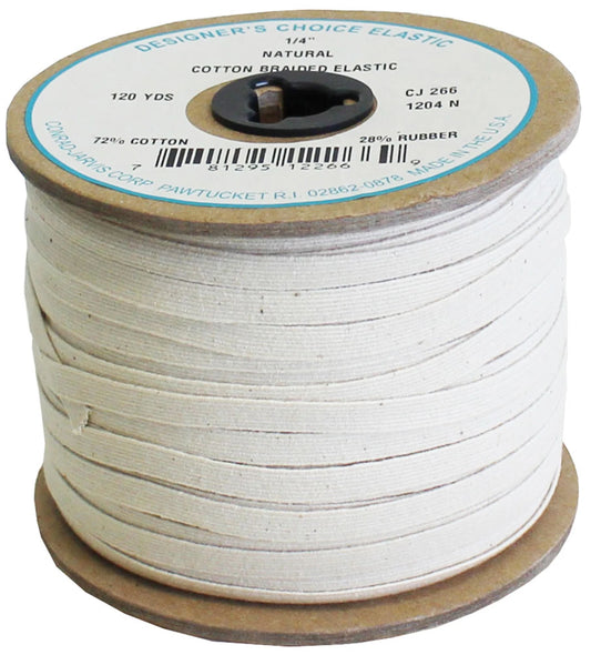1/4" Braided Cotton Elastic (1N1400WHITE)