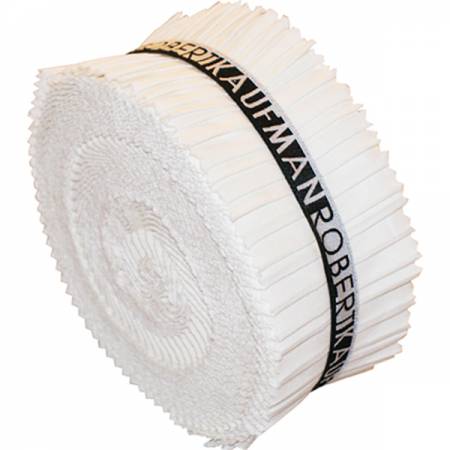 Jelly Roll - White Kona Solids - 40 pieces - Robert Kaufman Cotton (RU-190-40)