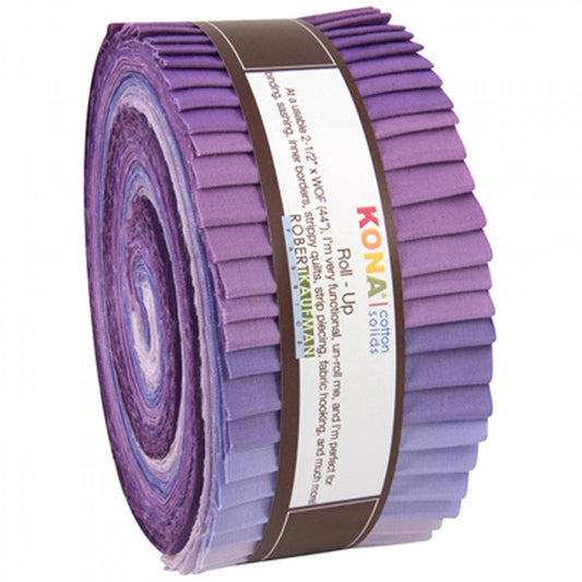 Jelly Roll 2-1/2in Strips Kona Cotton Lavender Fields 40pcs- Robert Kaufman Cotton