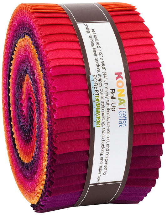 Jelly Roll 2-2-1/2in Strips Kona Cotton Birds of Paradise Palette, 40pcs/bundle- Robert Kaufman Cotton