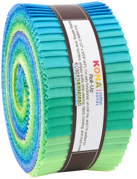 Jelly Roll - 40 piece Mermaid Shores Kona Solids - Robert Kaufman Cotton (RU-776-40)