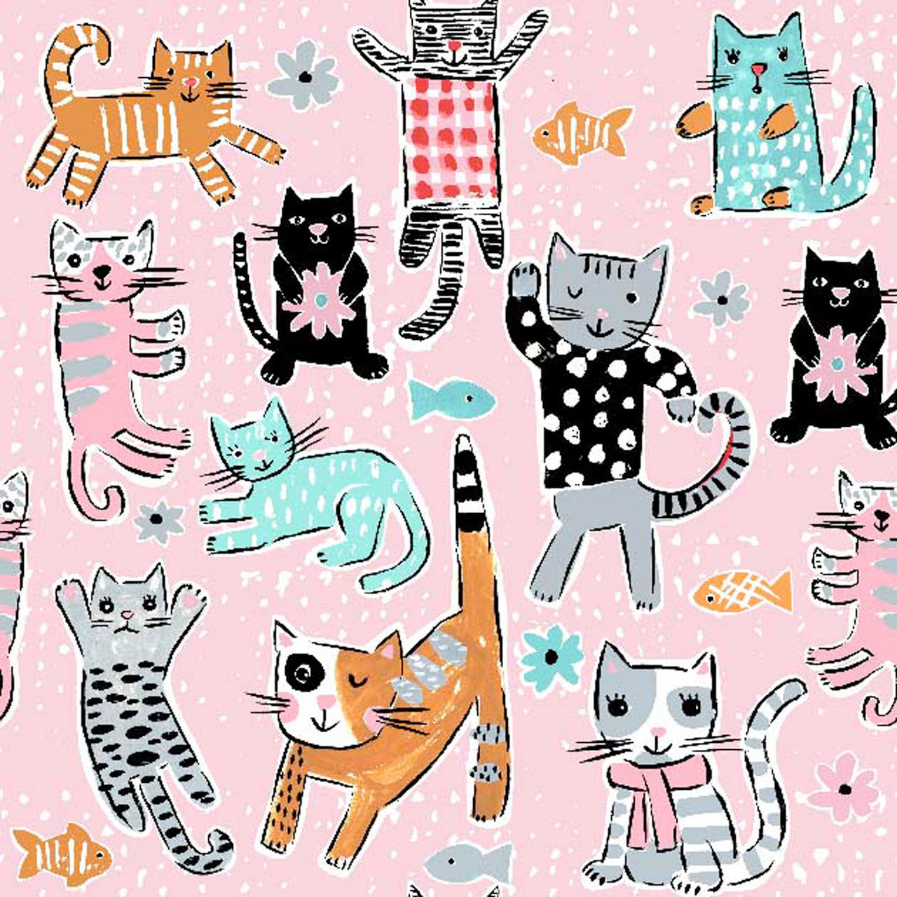 Cats on Pink - Springs Creative Cotton
