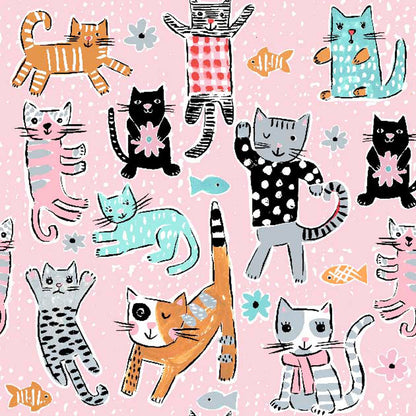 Cats on Pink - Springs Creative Cotton
