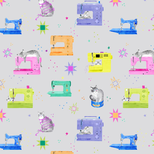 Helpurrs on Stone Grey - Quilty Helpurrs - Dear Stella Cotton