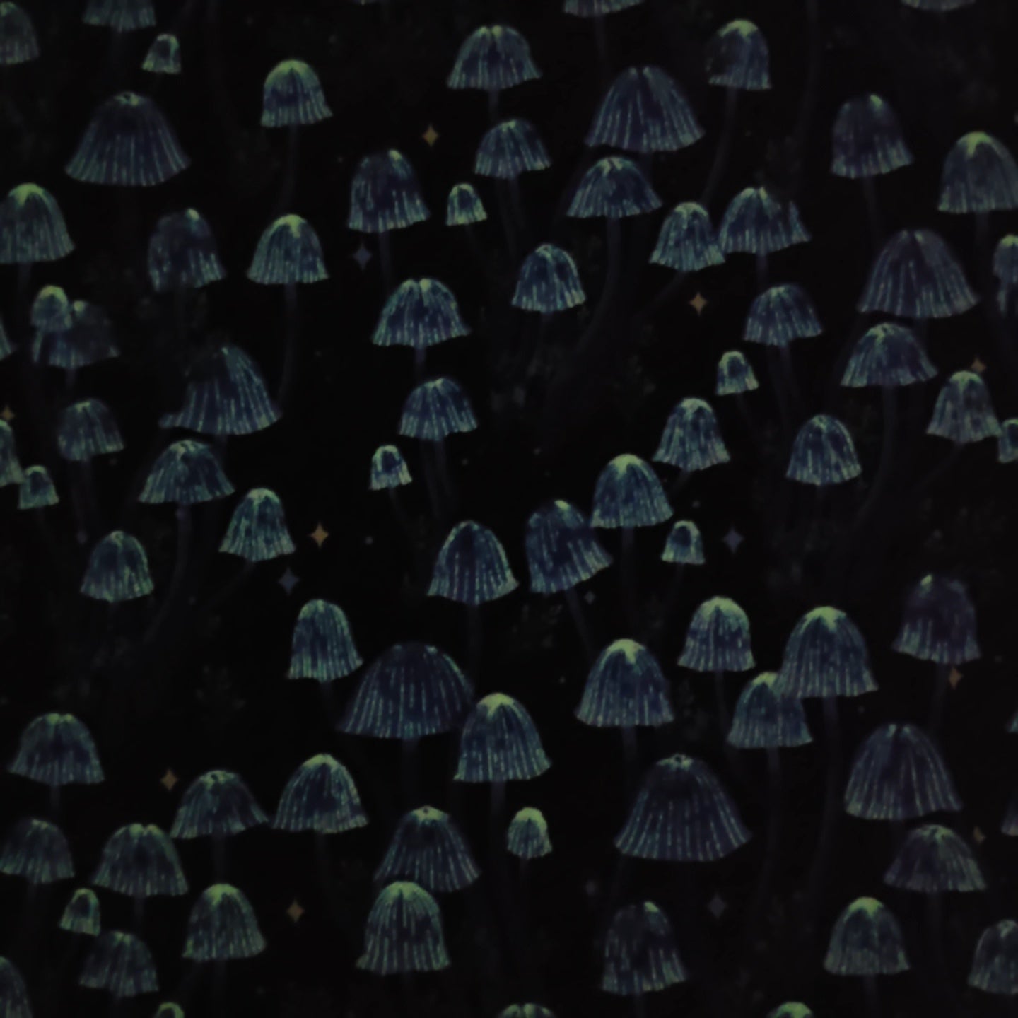 Black Mushrooms Glow in the Dark - Blank Cotton