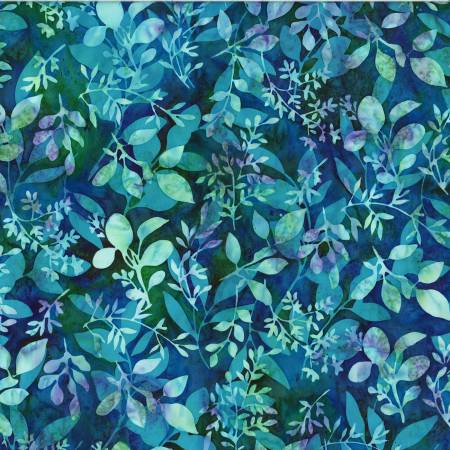 Green/Blue Batik Foliages Seamist - Hoffman Fabrics (W2574H-174)
