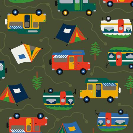 Olive Gone Camping Anti-Pill Winter Fleece (WFP53680-1)