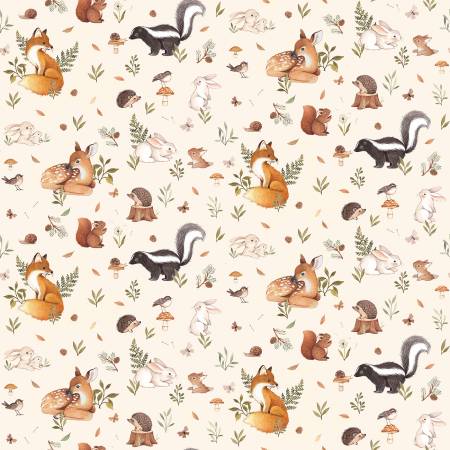 Cream Friends - Dear Stella Minky - 1/2 yard (WST-PNS1912CREAM)