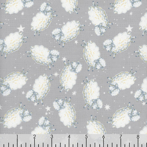 CLEARANCE Reach For the Stars Sheep on Grey - Wilmington Prints Cotton
