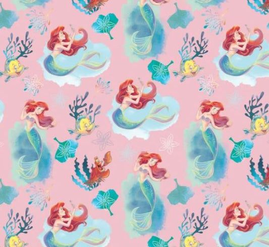Ariel on Pink Disney Princess - Springs Creative Cotton