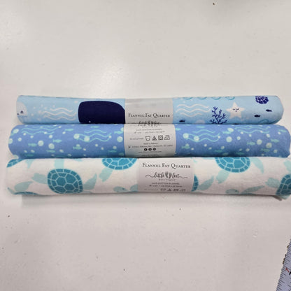 3 Fat Quarters - Sea - 3 Wishes Flannel